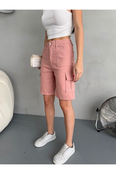 alanora High Waist LYcra Women's Bermuda Shorts - with Cargo Pocket