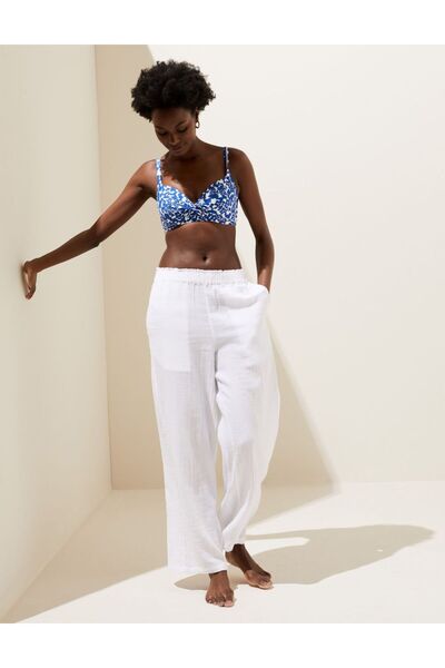 Marks & Spencer Saf Pamuklu Wide Leg Plaj Pantolonu