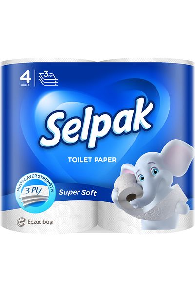 Selpak Super Soft Bathroom Regular Toilet Paper - 3 Ply - 4 Rolls