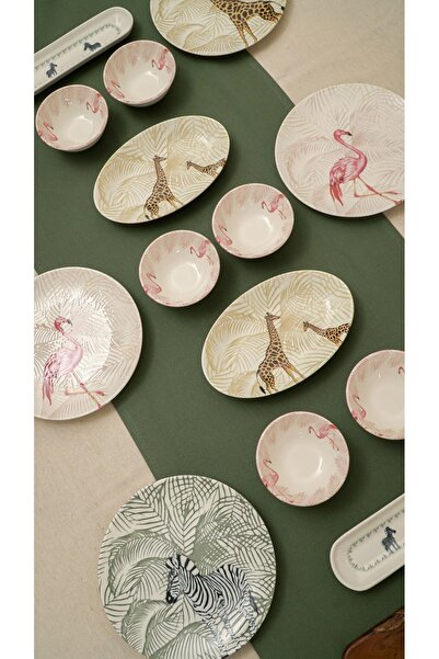 Heda Porselen Nature 16 Pieces Porcelain Breakfast Set for 6 Persons