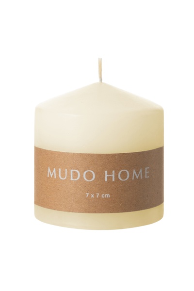 Mudo Home Sütun Mum Krem 7x7cm