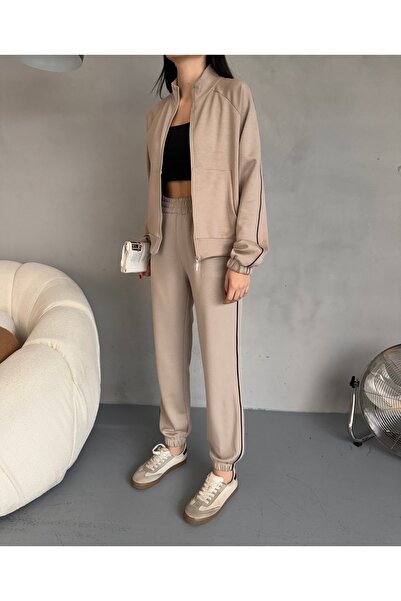 alanora Γυναικείο κοστούμι αθλητικής φόρμας με ριγέ φερμουάρ