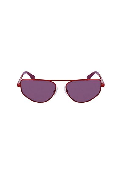 Calvin Klein Unisex Jeans - CKj 23220s 600 58, Geometric Red Metal Sunglasses
