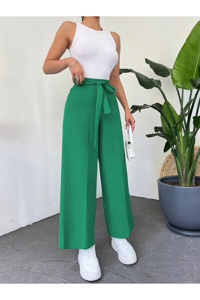 Modamorfo Dvojité široké kalhoty s krajkovým pasem