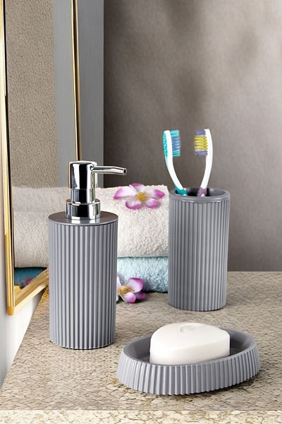 Homie Round Sink Set - Line 3, Liquid Soap Dispenser and Solid Soap Dispenser, Toothbrush