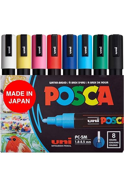 Uni Posca Uniball Posca 1.8-2.5mm Round Tip Poster Marker 8 Colors / Pc5M