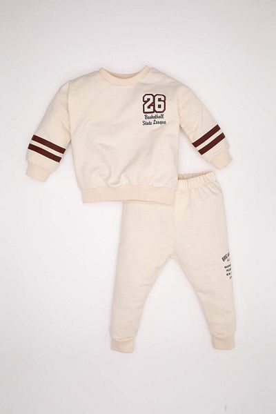 DeFacto Baby Boy Cream Double Combed Cotton Suit - D2598A5/Er42