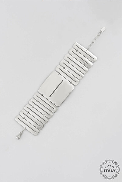 So CHIC... İtalyan 18 Ayar Beyaz Altın Kaplama 20 Cm Gümüş Bileklik