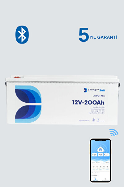 BATARYASAN 12v 200ah Lifepo4 Akü Bluetooth Özellikli (LİTYUM AKÜ)