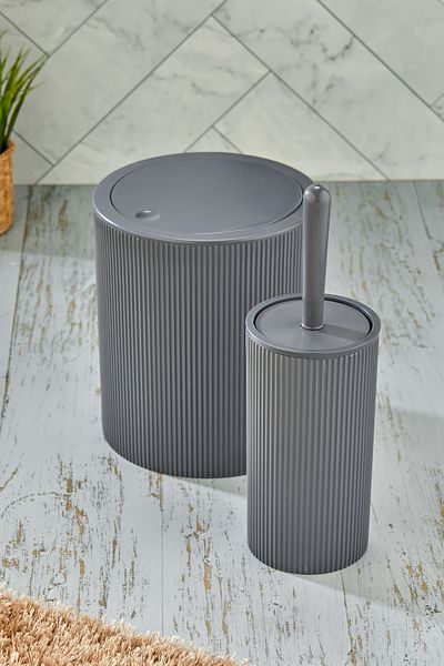 Homie Round 2 Piece Bathroom Set - Trash Can and Wc Brush