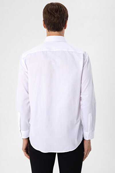 SÜVARİ White Regular Long Men's Shirt - Dobby Gm 2025000337
