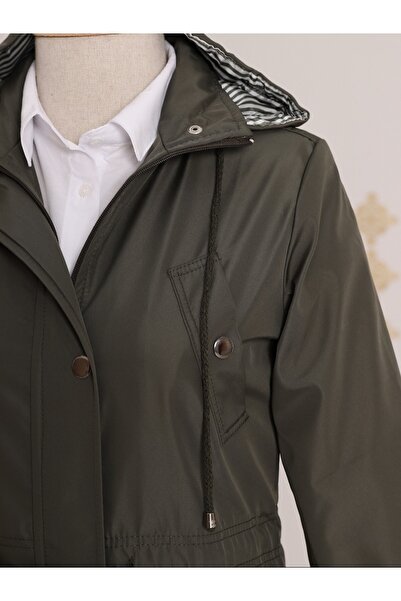 Modamorfo Astarı Çizgili Trençkot -haki