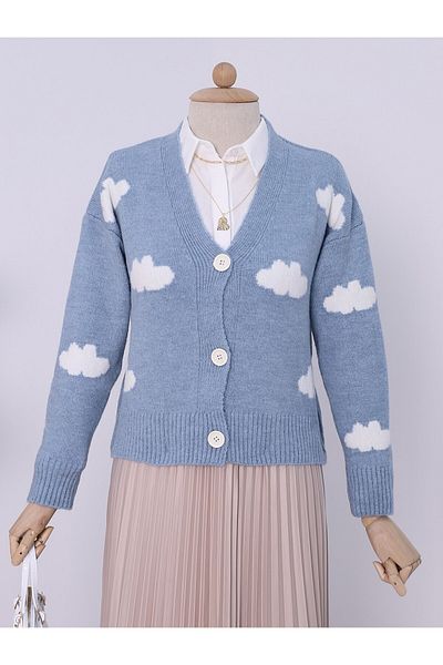 Modamorfo Cardigan scurt cu model de nor