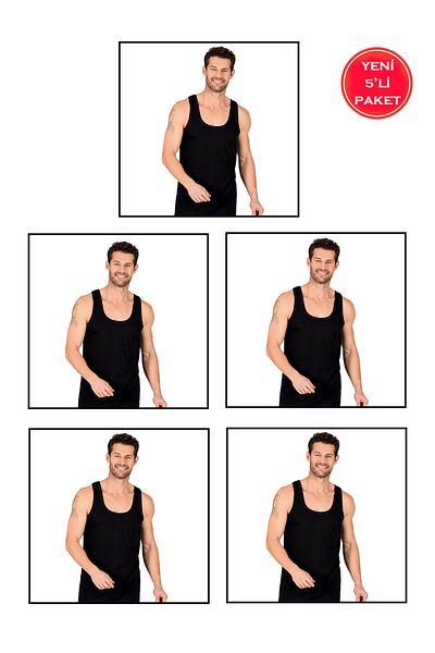 ÖZKAN underwear Men's Rib Knitted Undershirt - Pack of 5, 100% Cotton, Stretchy and Comfortable Thick Sling