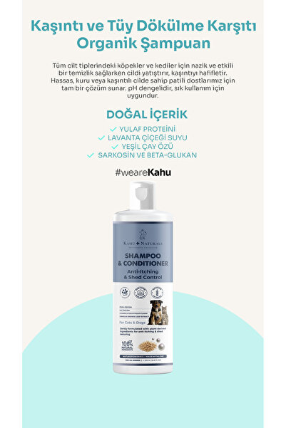 Kahu Naturals Spiritually Connected Kaşıntı Tüy Dökülme Karşıtı Organik Şampuan Nemlendirici,Yulaf,İnci Proteini,Yeşilçay,Lavanta,250 ml