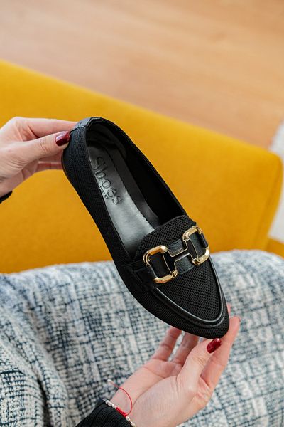 DİVOLYA Bonna Black Buckle Detailed (1 cm podpatek) Baleríny se špičatou špičkou