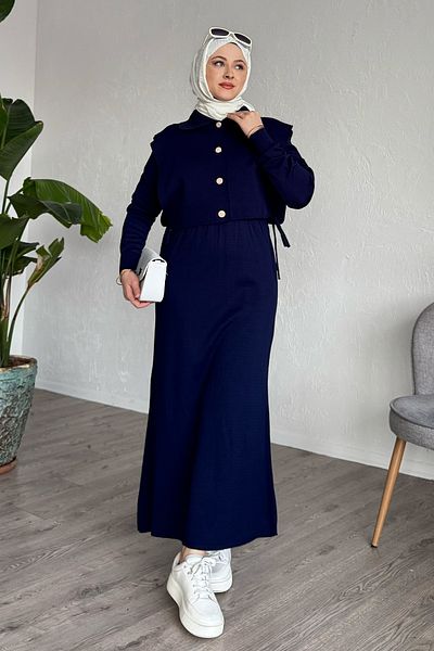 InStyle Μπλε ναυτικό κοστούμι με φόρεμα μπολερό