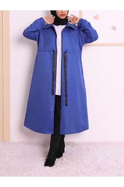 Modamorfo Tunnel-Trenchcoat mit hohem Kragen und Schnürung