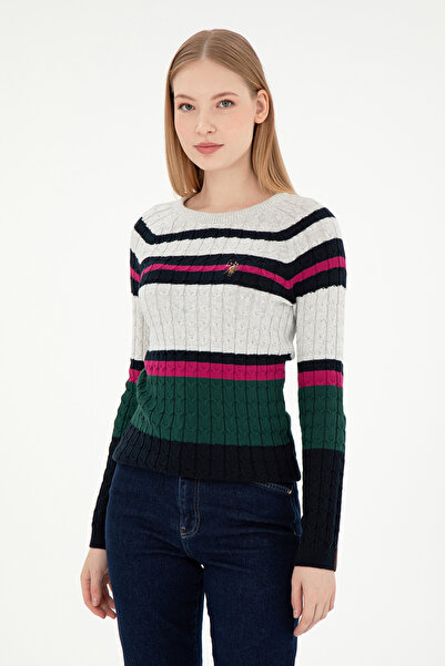 U.S. Polo Assn. Жіночий синій светр з велосипедним коміром 50293151-VR033