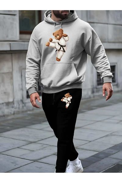 DAXİS Sportwear Company ΑΝΔΡΙΚΟ Σετ φούτερ και φούτερ με στάμπα Taekwondo Bear με κουκούλα