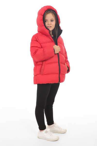 Montstop Girl's Red Fleece Hooded Waterproof Windproof Inflatable Winter Coat & Coat