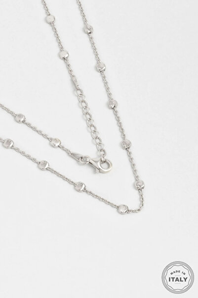 So CHIC... İtalyan Aurora 18 Ayar Beyaz Altın Kaplama 44 Cm Gümüş Zincir Kolye