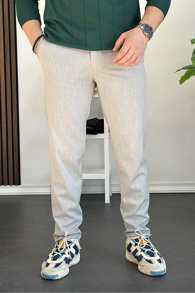 Edwox Ανδρικό παντελόνι Jogger με κουμπιά στη μέση, στενό πόδι, γκρι Edw224
