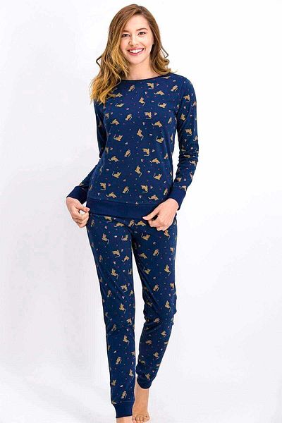 Arnetta Women's Navy Blue Wild Tigers Pajama Set