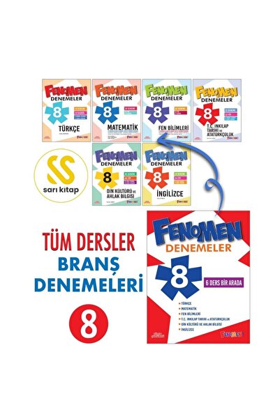 Fenomen Yayıncılık FENOMEN 8. SINIF TÜM DERSLER LGS BRANS DENEMELERI (6 KITAP)