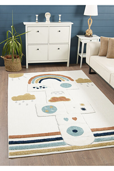 venucci home & living Quincey Bukleli Renkli Yumuşak Peluş Çocuk Odası Halı B...