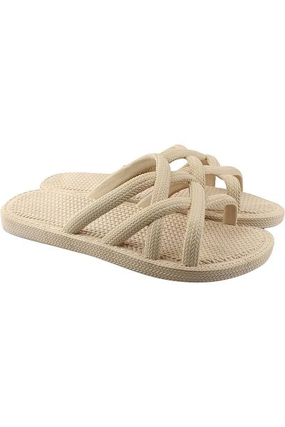 GEZER Women's Cream Non-Slip Wet Floor Slippers