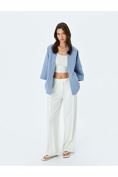 Koton 3/4 Wide Sleeve Linen Blended Kimono