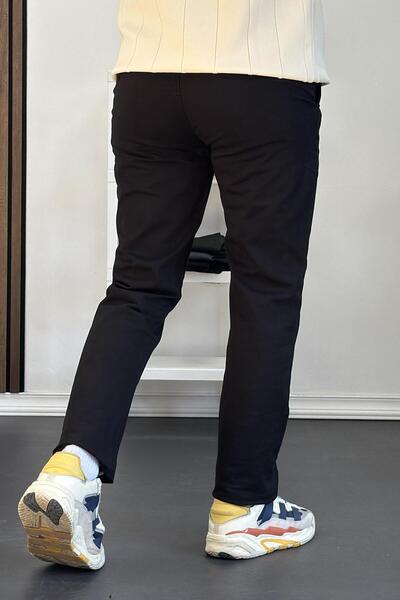Edwox Erkek Pamuklu Chino Pantolon Standart Kalıp Siyah Edw225
