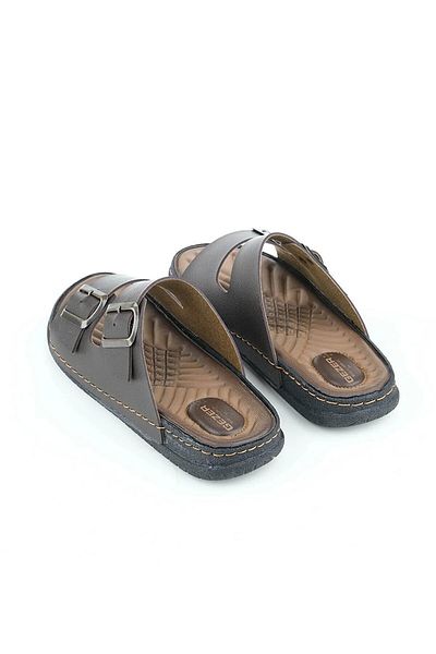 GEZER Double Buckle Men's Massage Sole Anatomical Slippers Brown