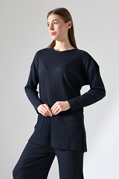 ensade CorduroY Blouse and Trousers Set - Side Slit Detail