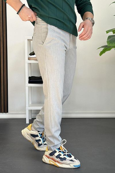 Edwox Ανδρικό παντελόνι Jogger με κουμπιά στη μέση, στενό πόδι, γκρι Edw224
