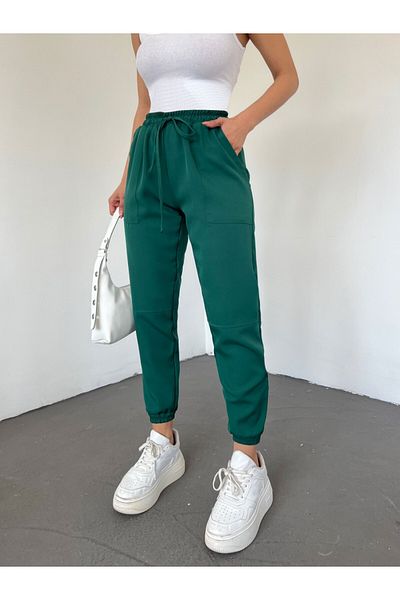 Modamorfo Elasticized Leg Zippered Trousers with Large Pockets