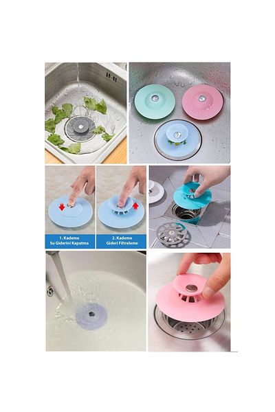 çeçem ticaret 2 Stage Touch Sink Plug Silicone Sink Drain Stopper 2Pcs