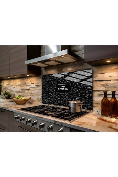 Harikabirev HARİKABİREV | MOTIV DE DESENAT PENTRU USTENSILE DE BUCĂTĂRIE NEGRE | STICLA REZISTENTA LA CALOR PENTRU SPATELE PLITII