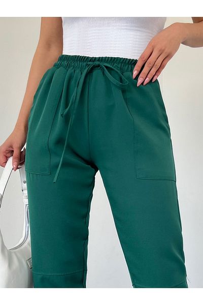 Modamorfo Elasticized Leg Zippered Trousers with Large Pockets