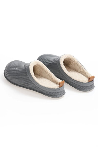 GEZER Gri Erkek Içi Peluş Comfort Taban Eva Ev Terliği