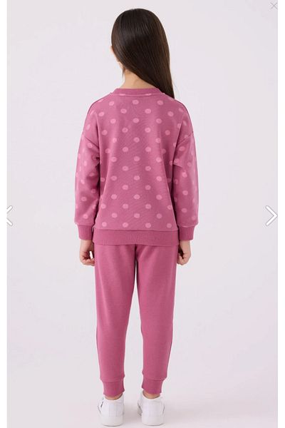 U.S. Polo Assn. Girls Licensed Uspa Dark Pink Polka Dot Tracksuit Set