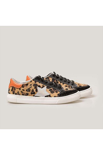 Merli&Rose Tenis Star pentru damă |   Leopard-portocaliu-argintiu Gri