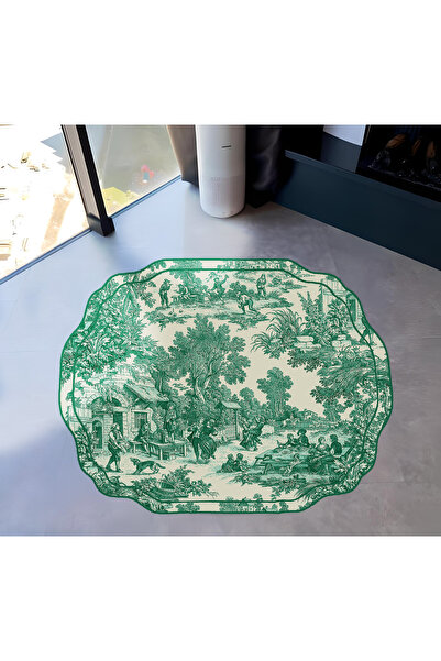 Rugs Modern Halı Série Vintage Vert Beige Yeşil Bej Desenli  Dokuma Taban Dek...