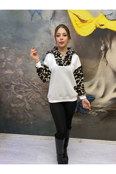 NEWCO Φούτερ με σχέδιο λεοπάρ με 3 κλωστές