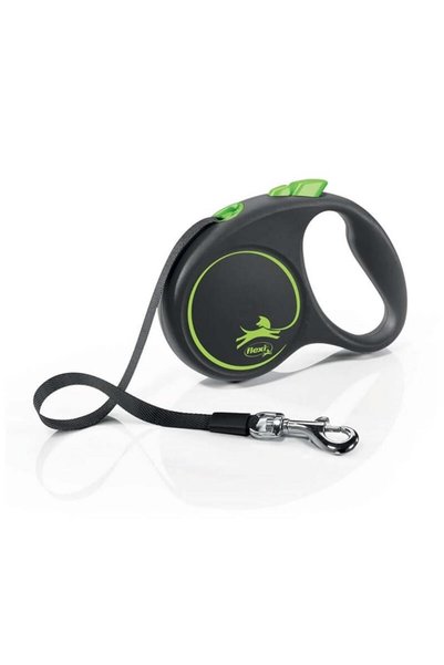 Flexi Black Series Small 5 Mt Stripe Automatic Leash Green