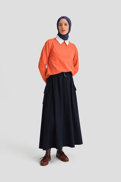 Armine Navy Blue Cargo Pocket Skirt - 24Y1701