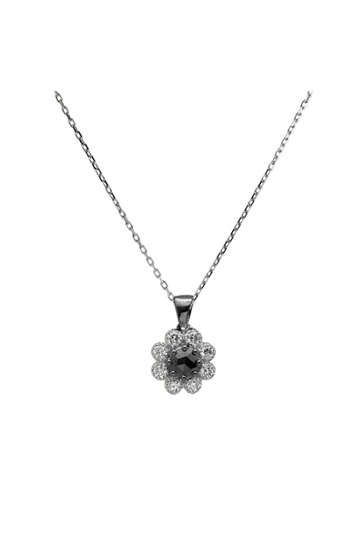 Ariş Geceyarısı Çiçeği Siyah Pırlanta Kolye