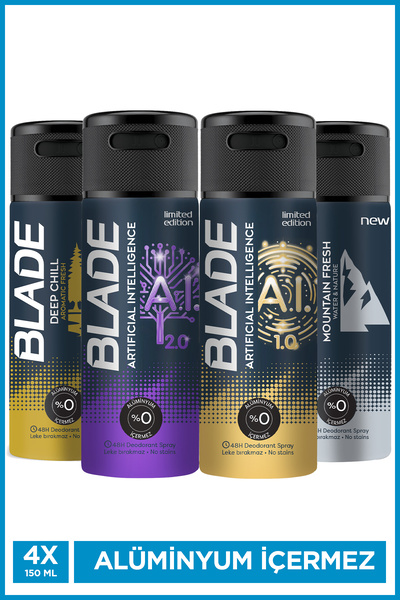 Blade Erkek Deodorant Karma Set 4x150 Ml Leke Bırakmaz