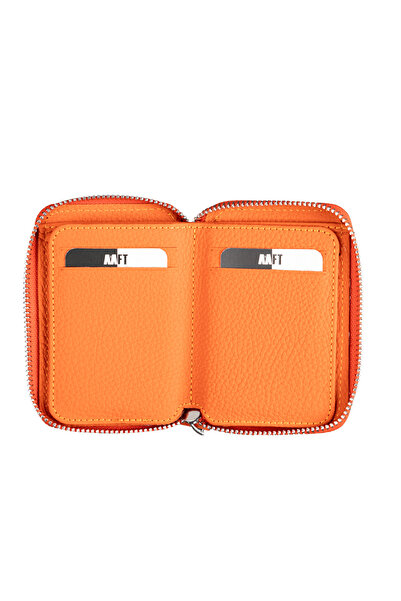 Deriza Lotus 1616 - Унісекс Шкіряний гаманець на блискавці помаранчевий Flother